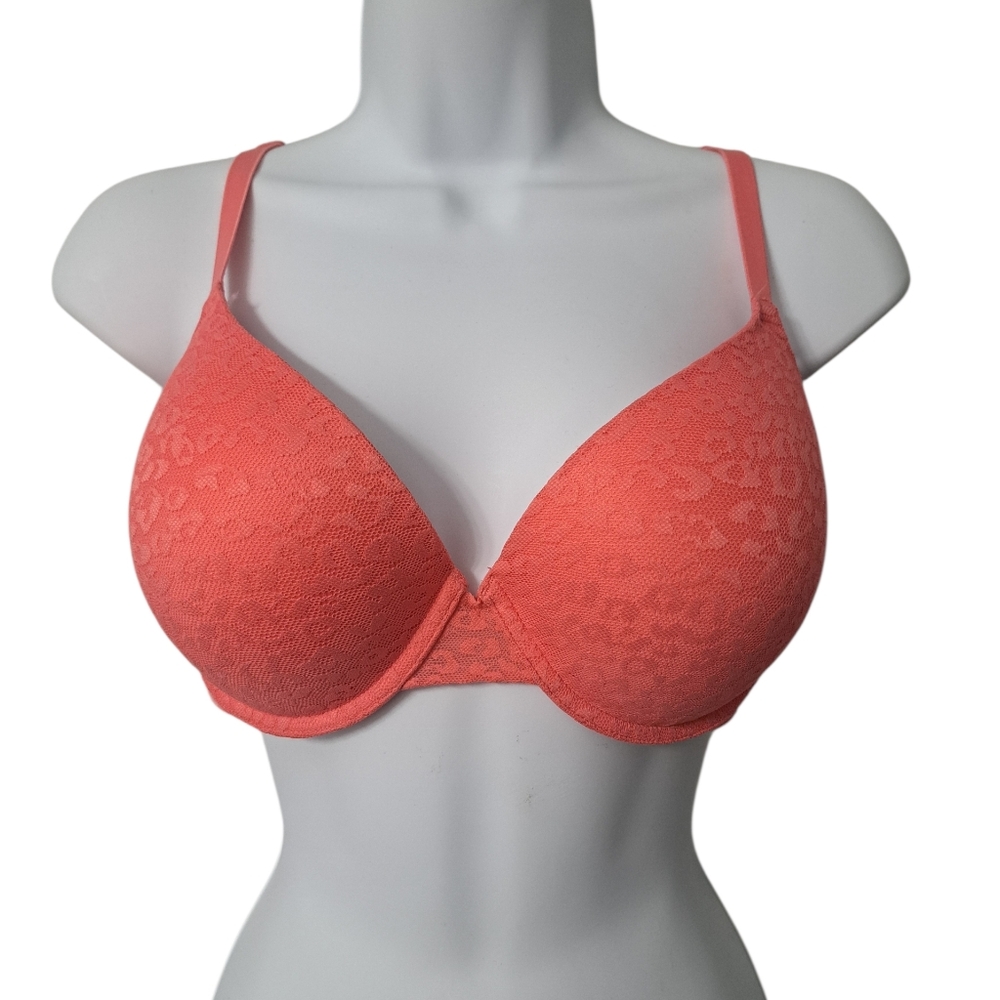 PINK Victoria's Secret Wear Everywhere Push Up Bra Coral/Pink Size 34 DD